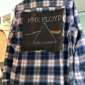 Modern Vintage Blue and Red Plaid Shirt